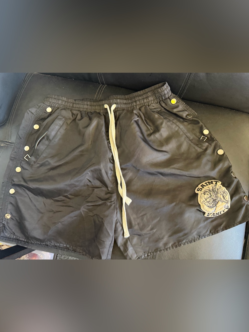 Saint Vanity Logo Nylon Shorts Black